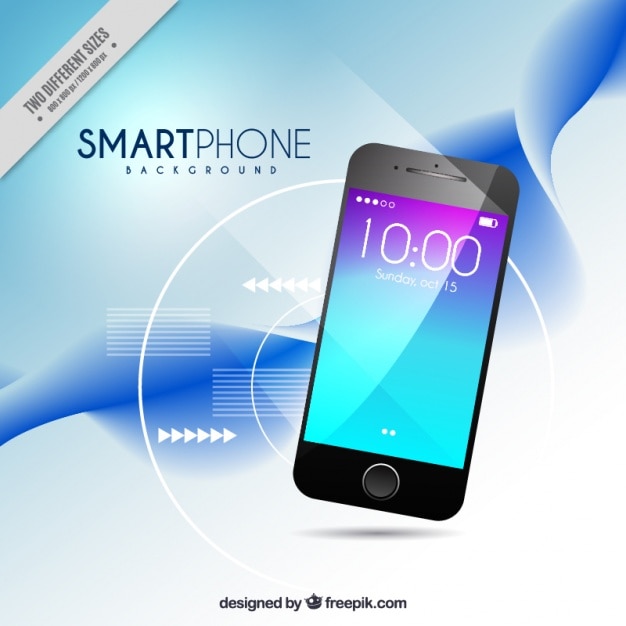 Free Vector wave abstract background with smartphone