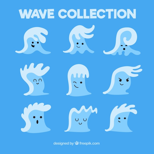 Free Vector wave pack with facial expressions