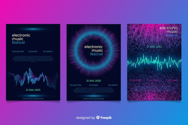 Free Vector wave sound cover collection