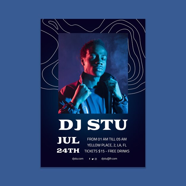 Waves dj stu flyer template