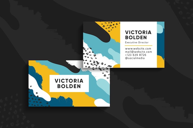 Free Vector waves and dots visit business card