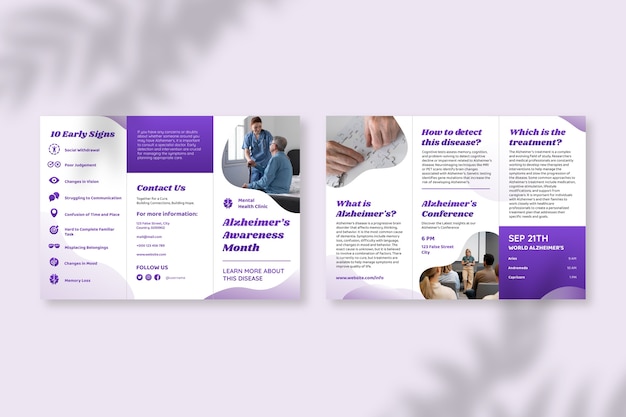 Waves gradient alzheimer's awareness month trifold brochure