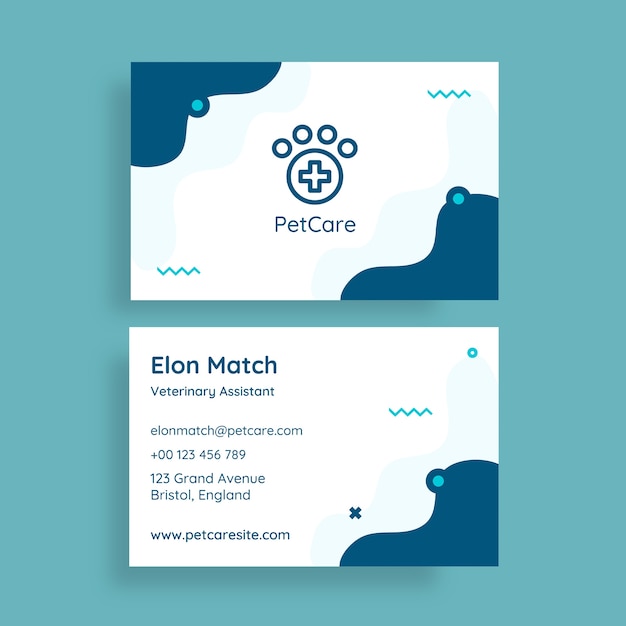 Waves petcare veterinary clinic business card template