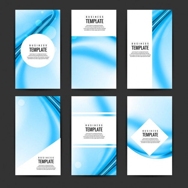 Free Vector wavy blue brochure collection