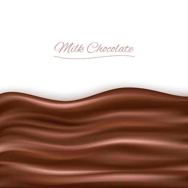 Wavy chocolate background over white background . Melting horizontally chocolate and milk chocolate continuity wavy