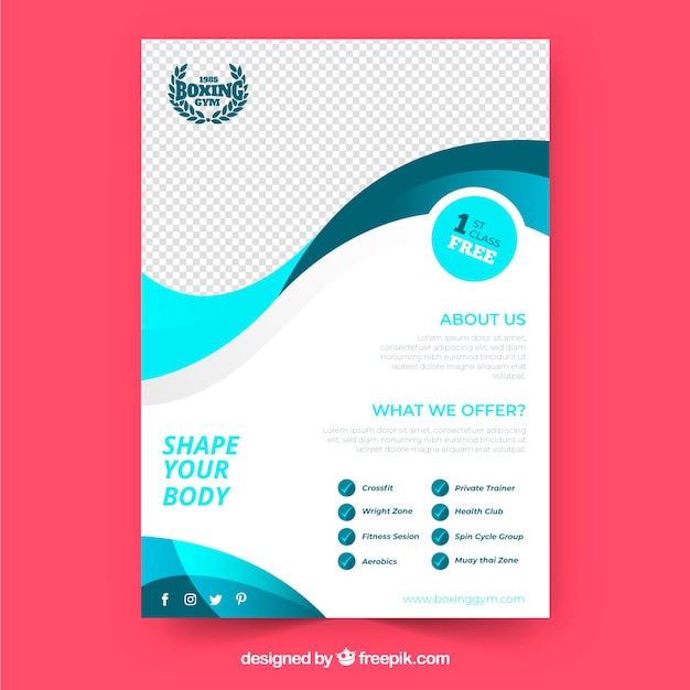 Wavy fitness flyer template