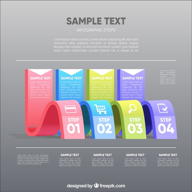 Wavy infographic template with steps