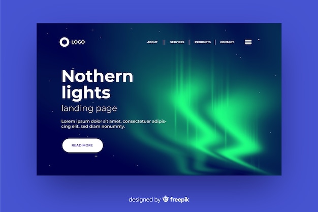 Free Vector wavy northern lights landing page