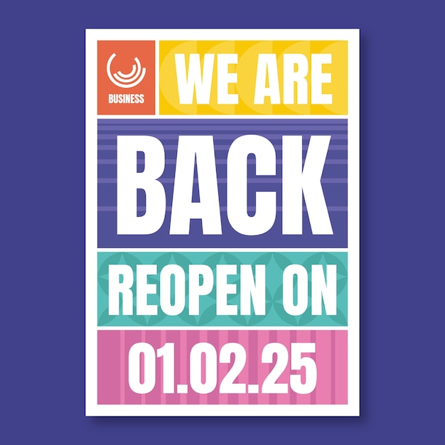 We are back sign template design