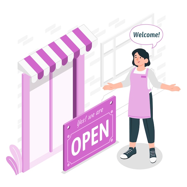 Free Vector we are open concept illustration