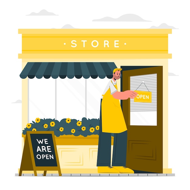 Free vector we are open concept illustration