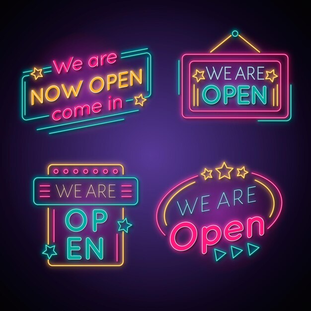 We are open neon sign pack