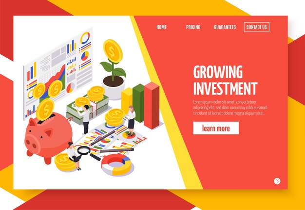 Wealth management isometric landing page