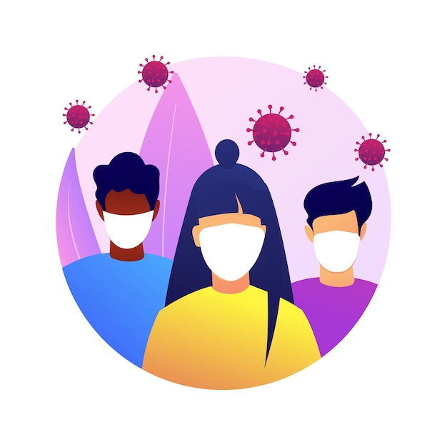 Free Vector wear a mask abstract concept  illustration. virus spread prevention measures, social distance, exposure risk, coronavirus symptoms, personal protection, infection fear .