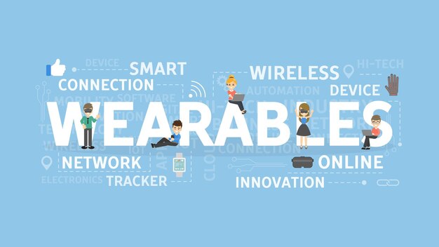 Wearables concept illustration Idea of wireless network and devices