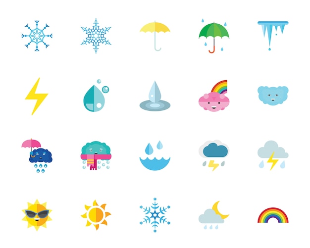 Free vector weather and climate icon set