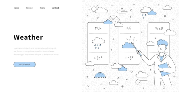 Weather forecast doodle landing page anchorman