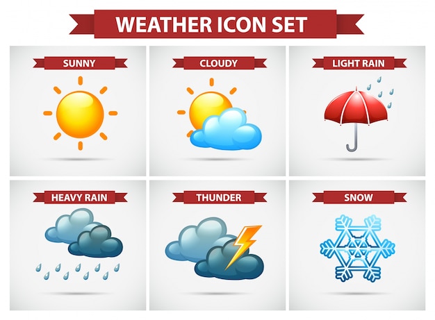 Weather icon set with many weather conditions