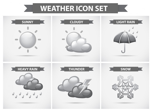 Free Vector weather icon with different types of weathers illustration