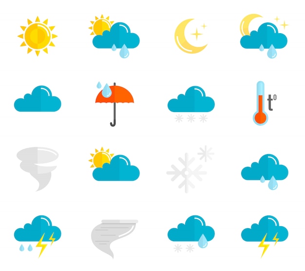 Free Vector weather icons flat set