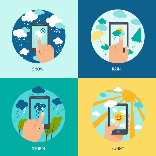 Free Vector weather smart phone set