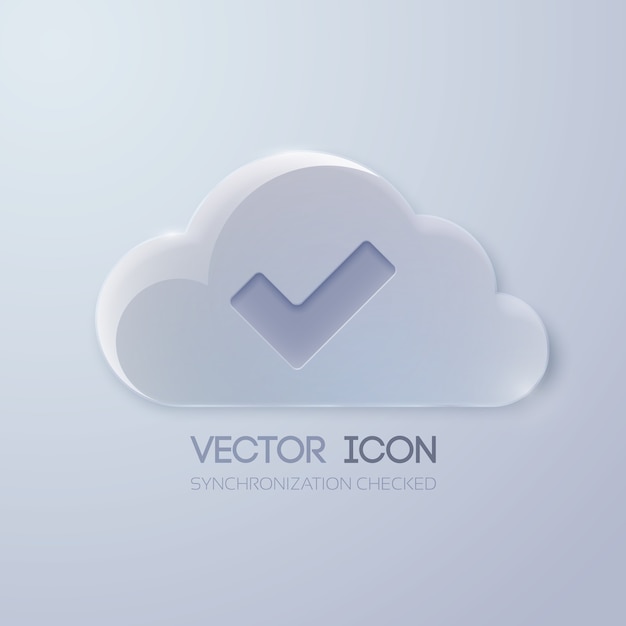 Web button design template with glass cloud and check mark