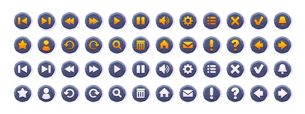 Web buttons with stone texture and menu icons