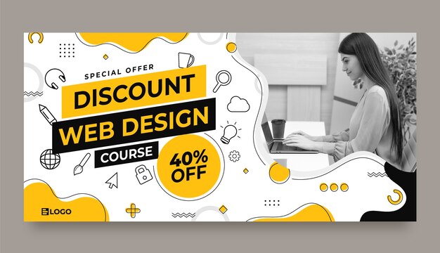 Web design job sale banner template