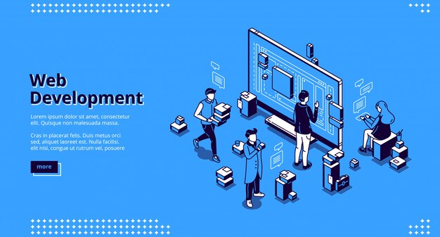 Web development isometric landing page, coding