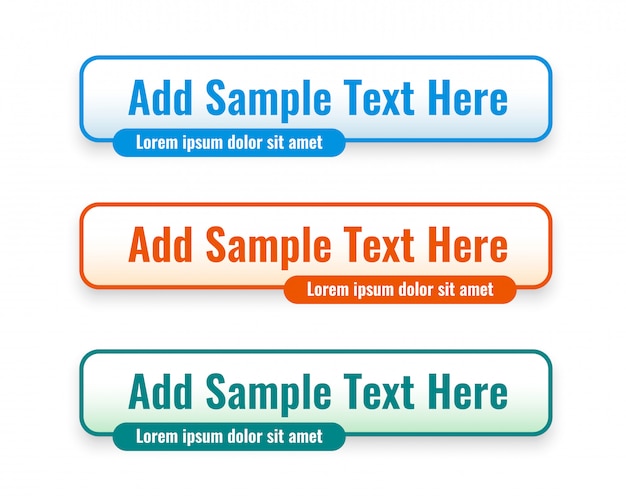 Web lower third banners set in three colors