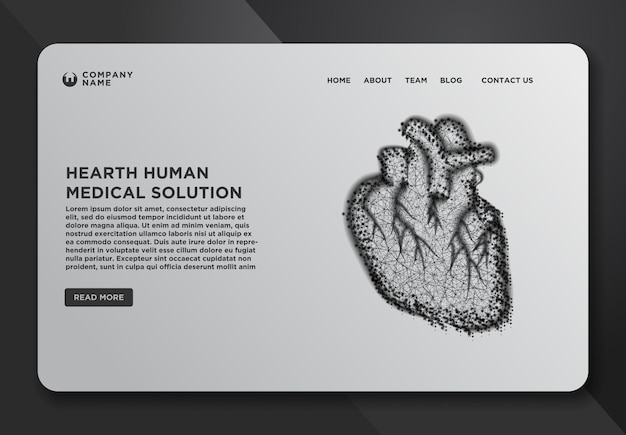 Web page design templates collection of Hearth human anatomy Abstract Wireframe from dot and lines design