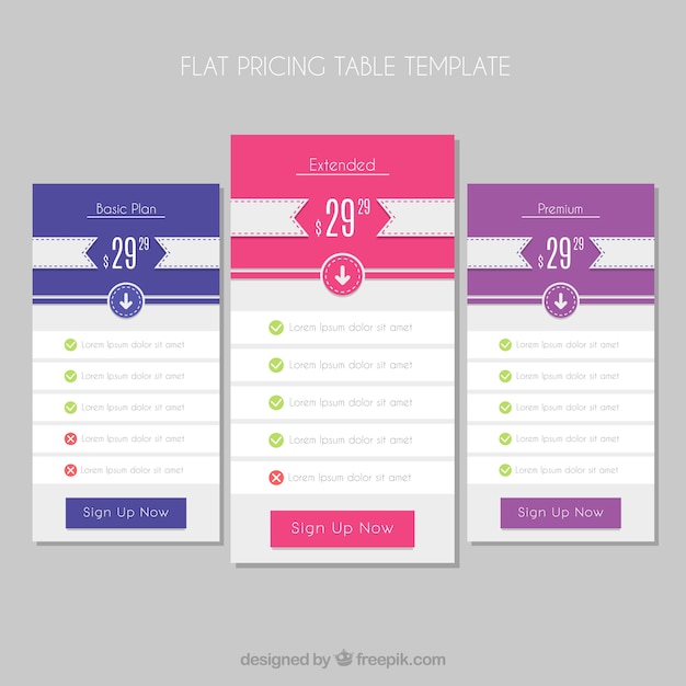 Web price plan banners