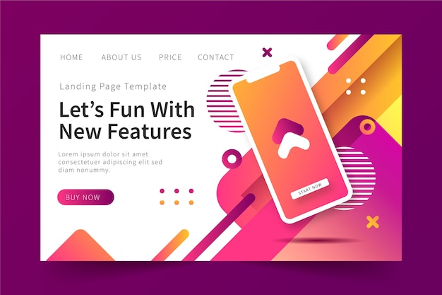 Free Vector web template for business landing page with mobile