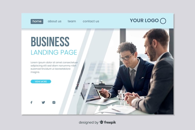 Free vector web template for business landing page