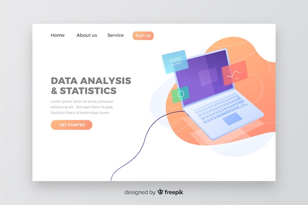 Web template for landing page with laptop concept