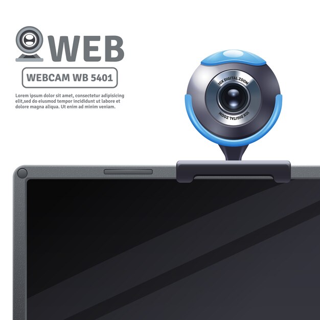 Webcam fixed on computer or laptop with model data 