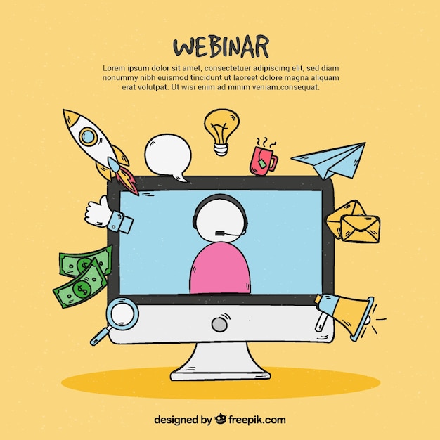 Free Vector webinar concept in hand drawn style