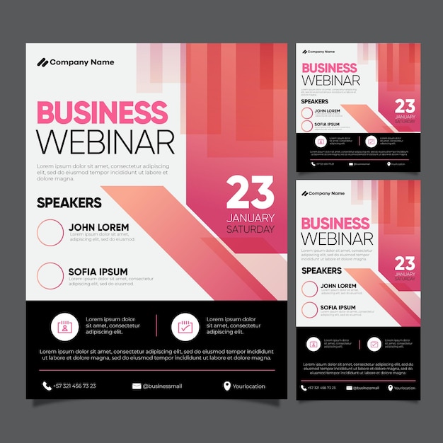 Free Vector webinar flyer template set