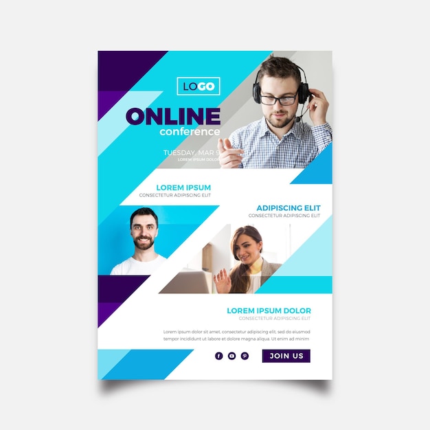 Webinar flyer template with photos