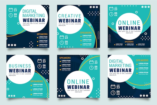 Free Vector webinar instagram post collection