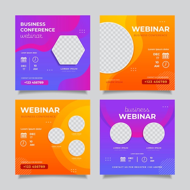 Free vector webinar instagram post collection