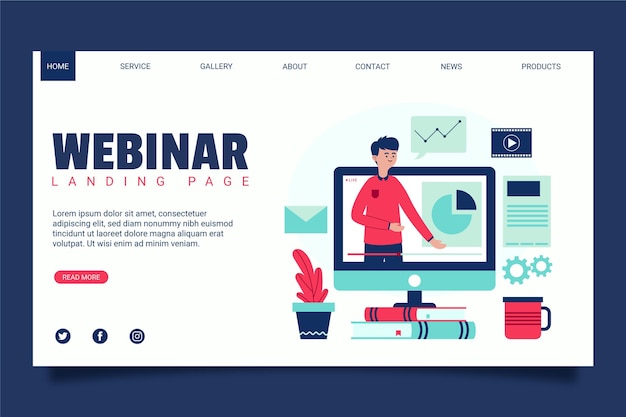 Webinar landing page template illustrated