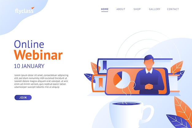 Webinar landing page template illustrated