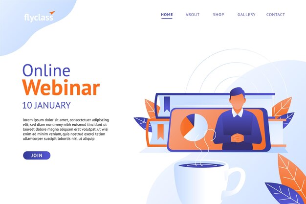 Webinar landing page template illustrated