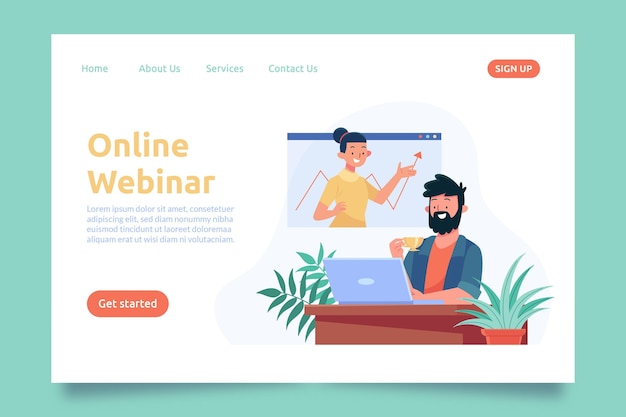 Free vector webinar landing page template