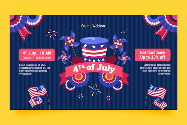 Webinar template for american 4th of july holiday celebration