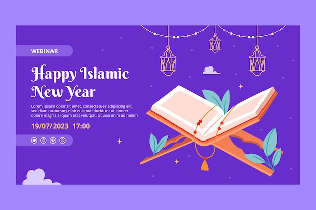 Free Vector webinar template for islamic new year celebration