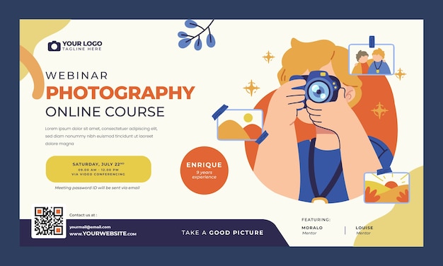 Free Vector webinar template for photographer career and hobby