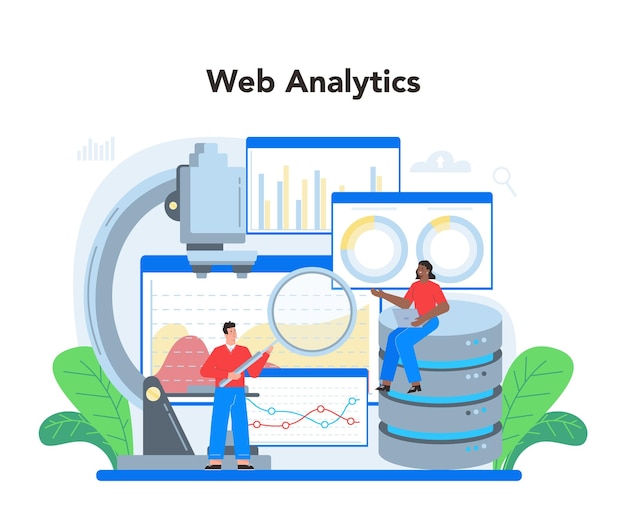 Free Vector website analyst concept web page improvement for business promotion and optimization website analysis to get data for seo isolated flat illustration