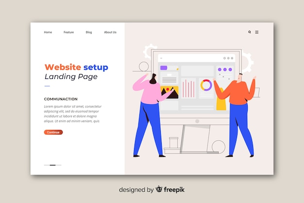 Website setup concept for landing page